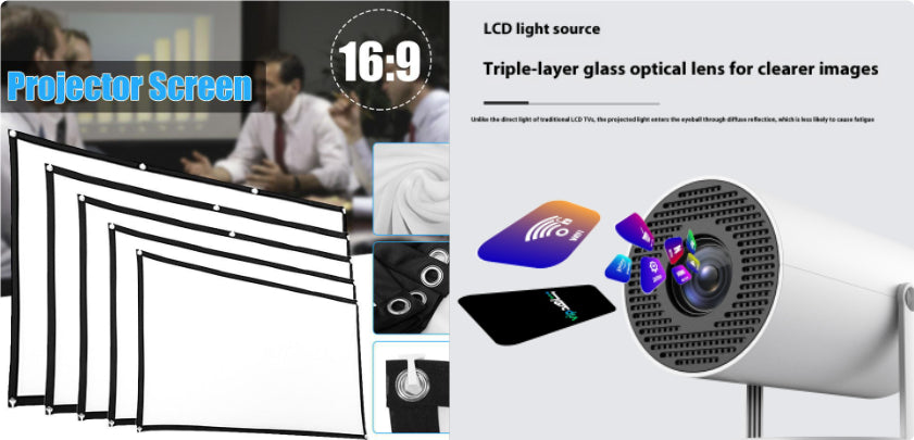 Portable Mini Home Projector – 180° Projection with Auto Focus