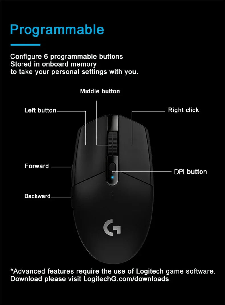 Logitech G102/G304 Bluetooth Wireless Gaming Mouse