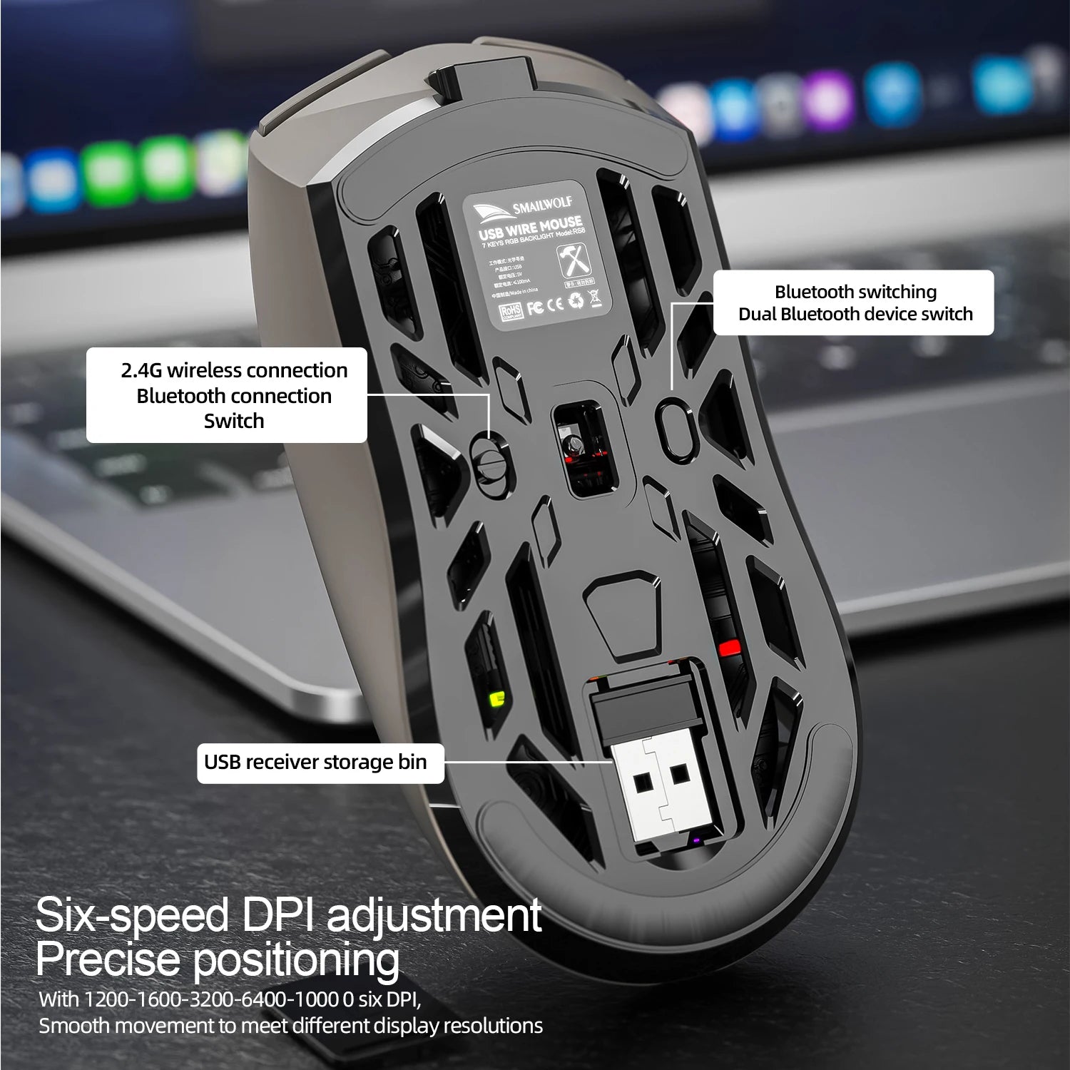 SmailWolf RS8 Bluetooth & 2.4G Wireless Gaming Mouse