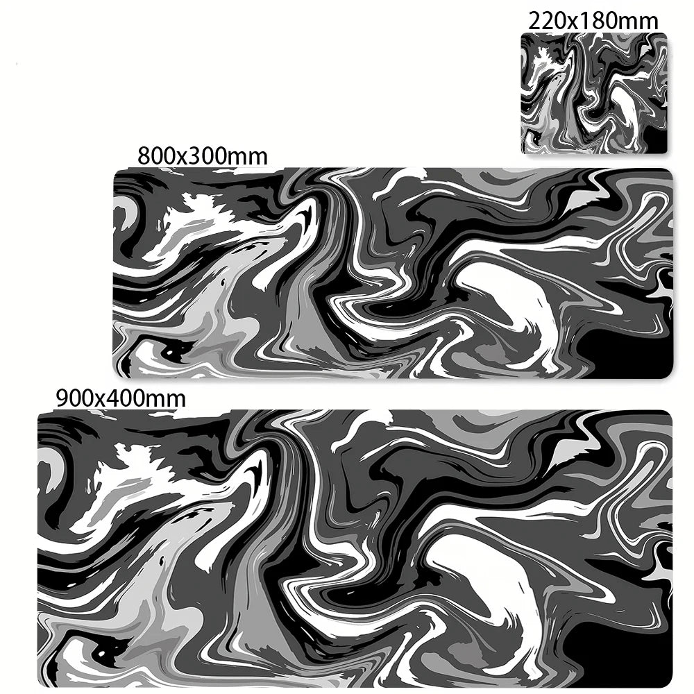 XXL 900x400 Black & White Strata Liquid Gaming Desk Mat