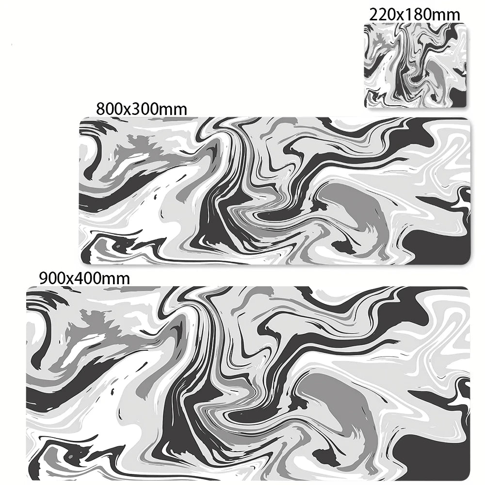XXL 900x400 Black & White Strata Liquid Gaming Desk Mat