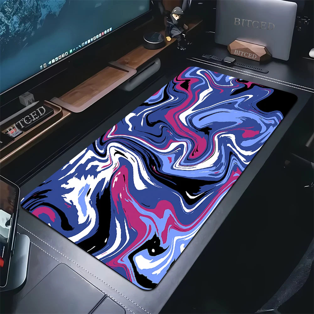 XXL 900x400 Black & White Strata Liquid Gaming Desk Mat
