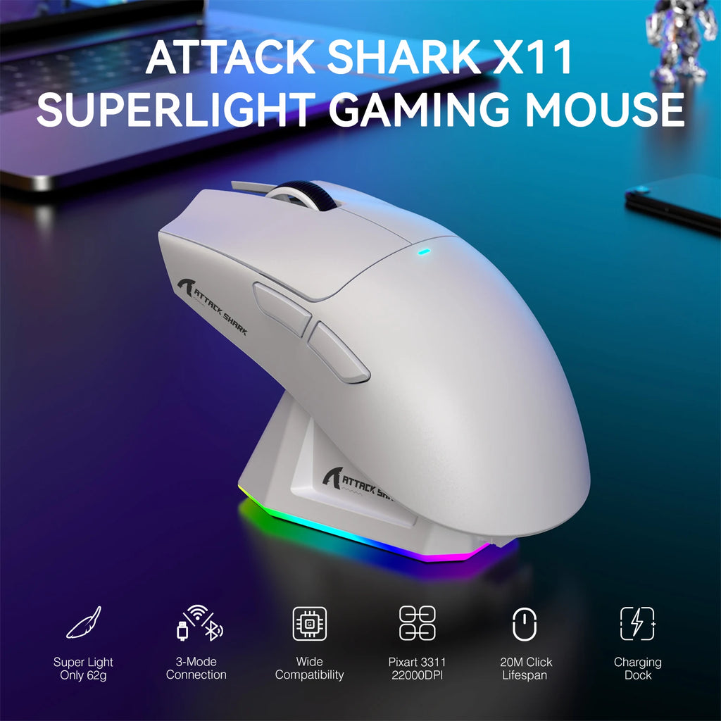 ATTACK SHARK X11 Lightweight Wireless Gaming Mouse RGB