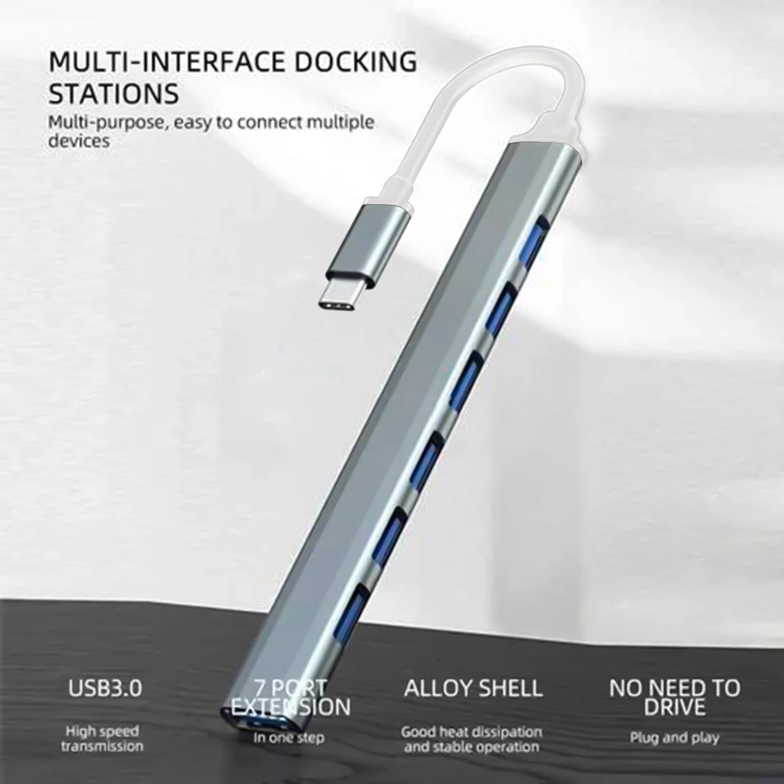 7-Port USB Hub 7-in-1 USB-C to USB 3.0