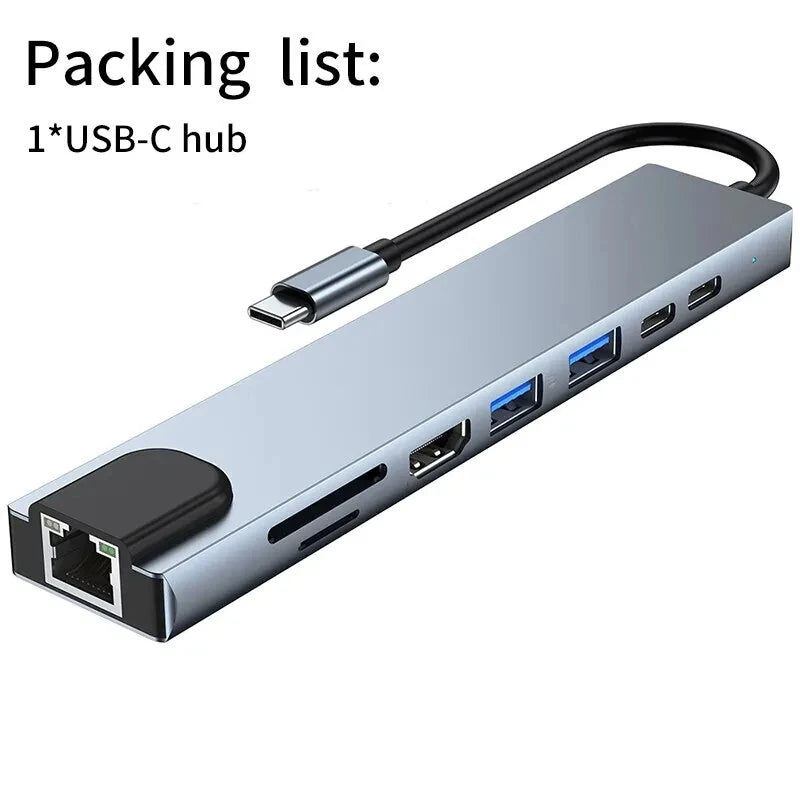 8 in 1 USB C Hub Type C to 4K HDTV Adapter