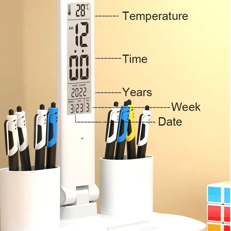 LED Desk Lamp – USB Dimmable Touch Table Lamp with Calendar
