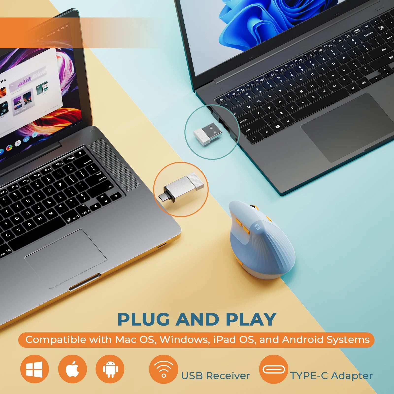 SEENDA Vertical Wireless Mouse