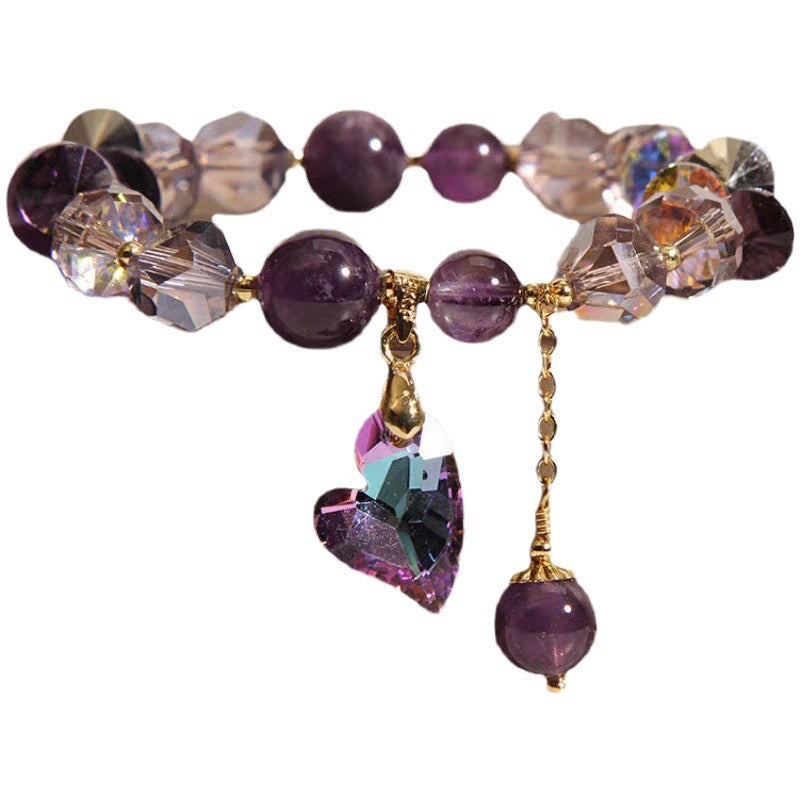 Purple Heart Crystal Bracelet – Elegant Natural Amethyst Jewelry