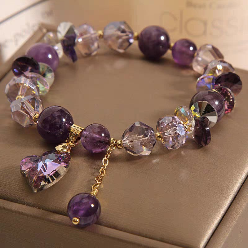 Purple Heart Crystal Bracelet – Elegant Natural Amethyst Jewelry