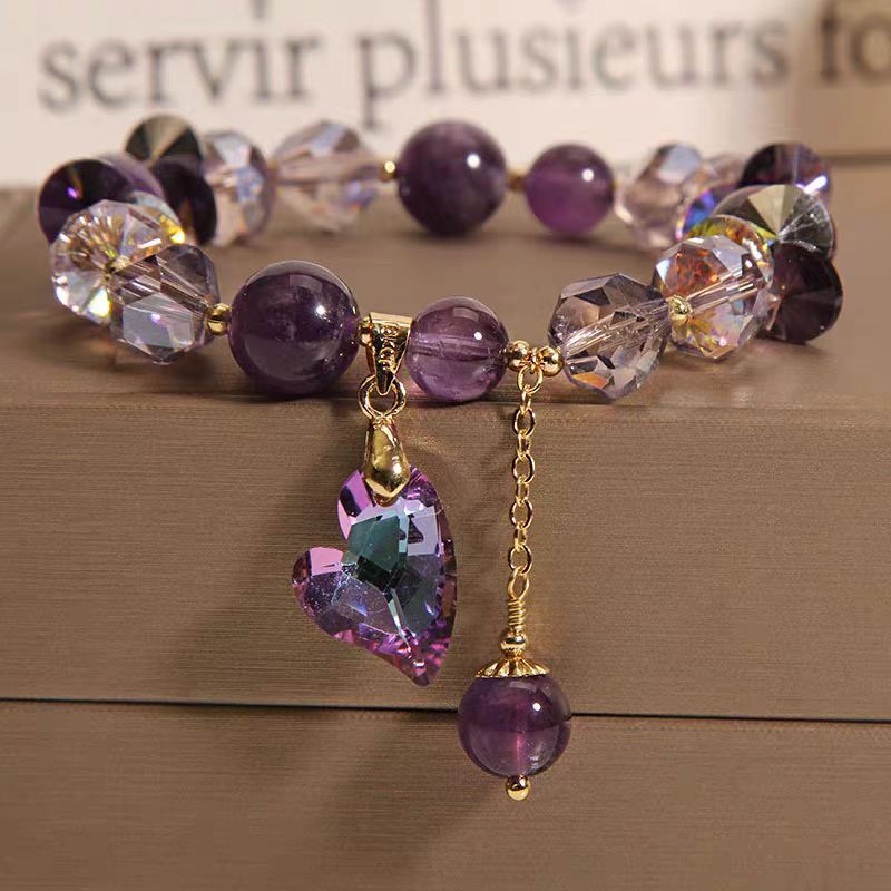Purple Heart Crystal Bracelet – Elegant Natural Amethyst Jewelry