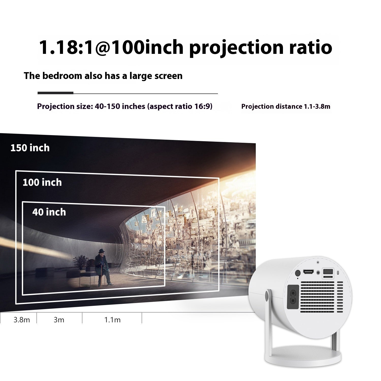Portable Mini Home Projector – 180° Projection with Auto Focus